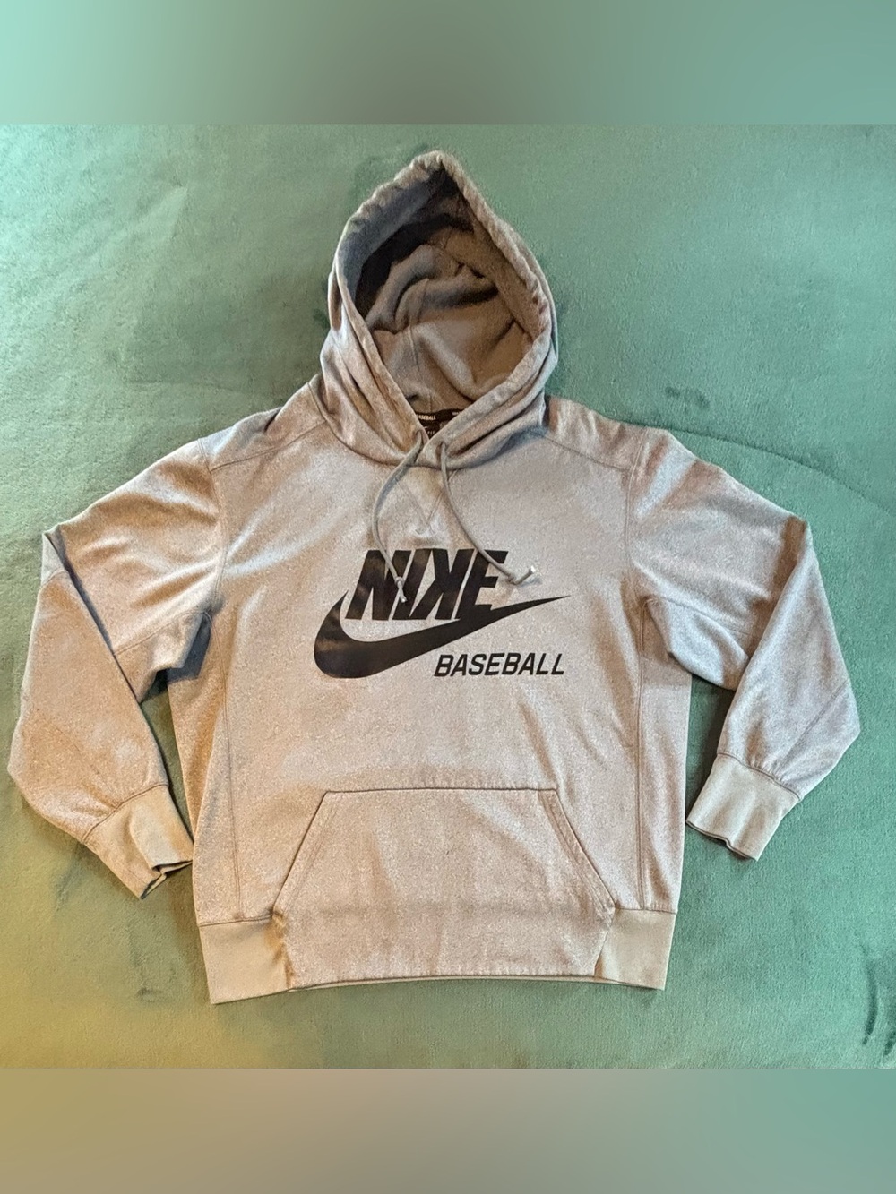 Nike Gray Baseball Pullover Hoodie - Men's Sweatshirt, Size: L (6593)